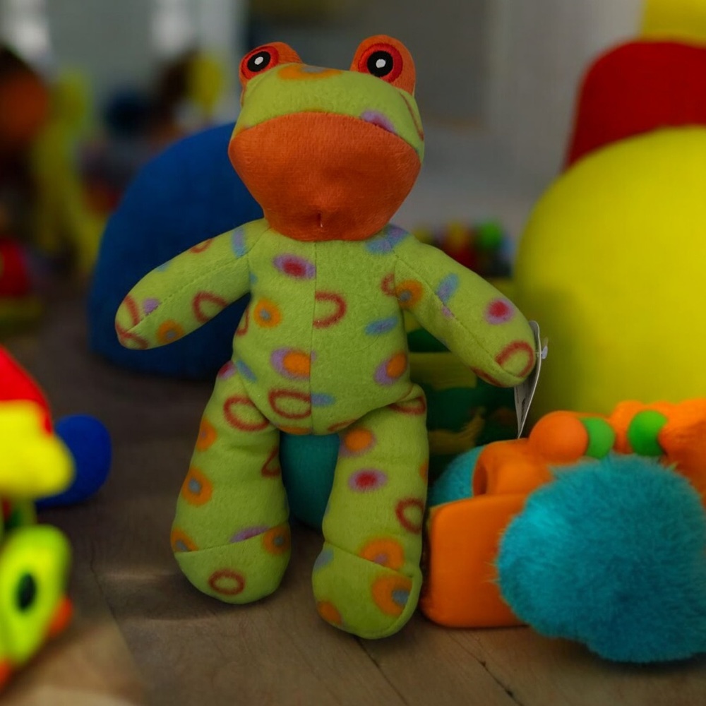 Toy Barn Plush Frog Green Polka Dot‎ Stuffed Animal Toy NWT